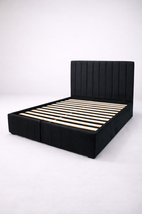 Black Bed Frame with Base Storage