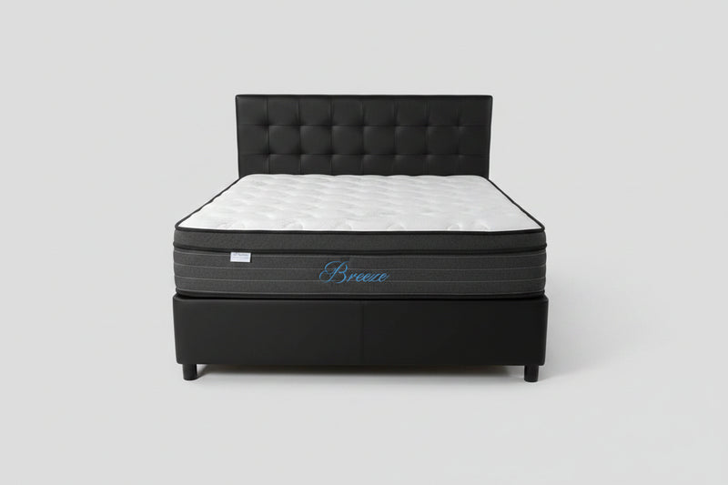 Queen Black Bed Frame & Breeze Mattress Bundle