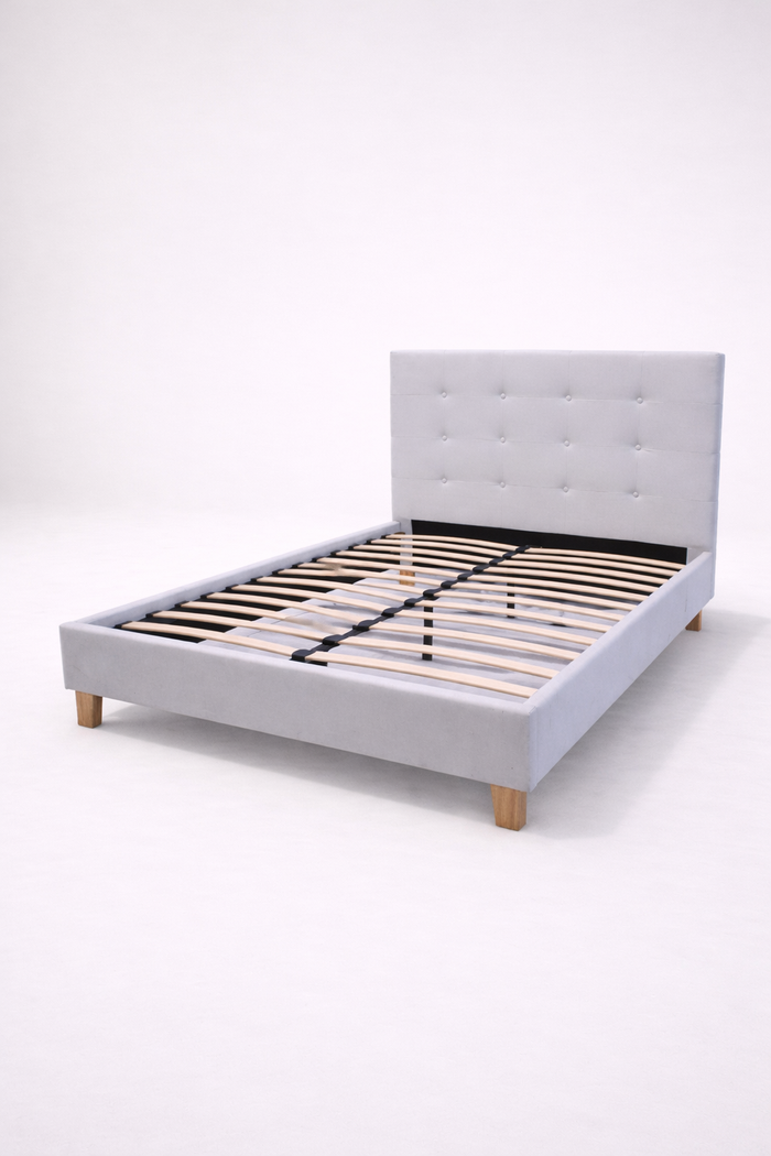 White Upholstered Bed Frame - Queen
