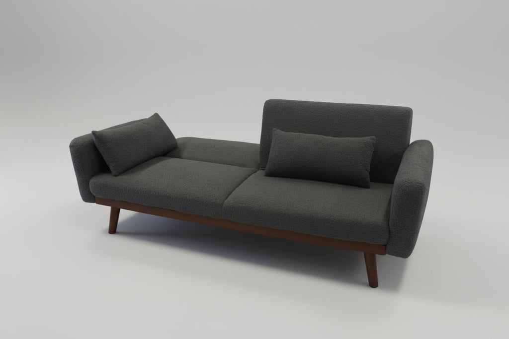 Olive Grey Square Couch with Sleepers Flip-out Back