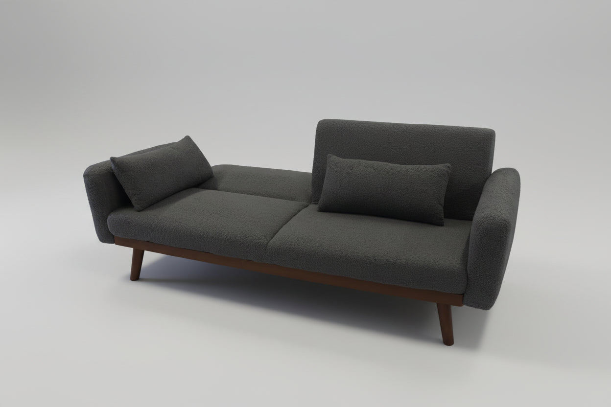 Olive Grey Square Couch with Sleepers Flip-out Back