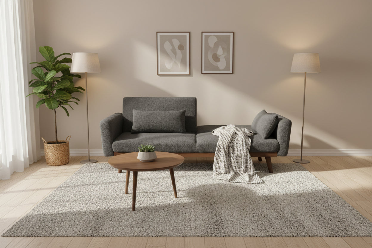 Olive Grey Square Couch with Sleepers Flip-out Back
