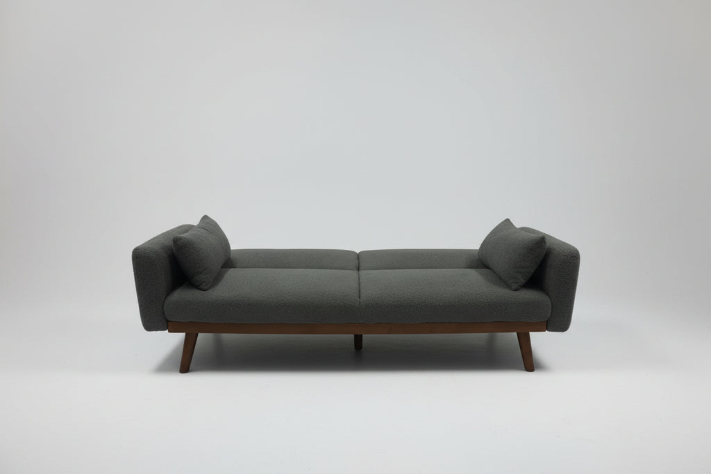 Olive Grey Square Couch with Sleepers Flip-out Back