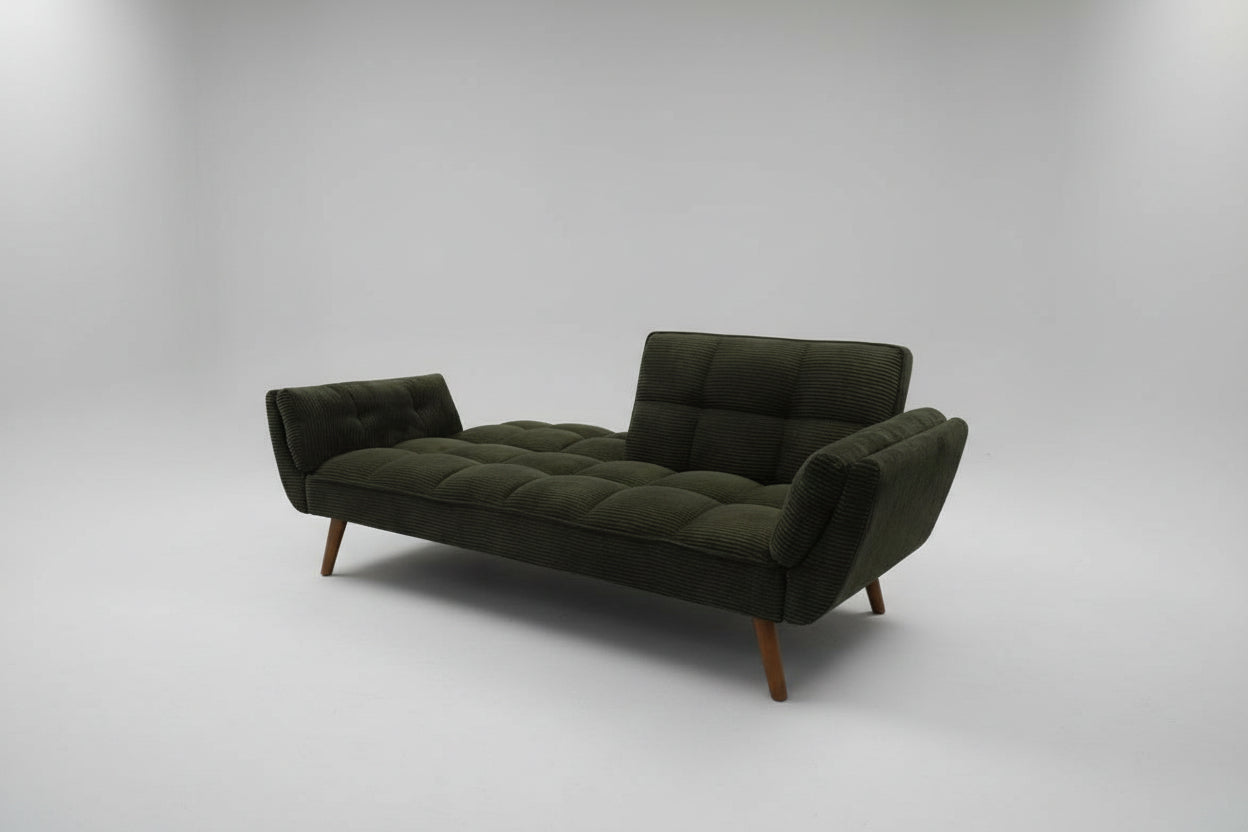 Dark Olive Grey Corduroy Sleeper Fold-down Sofa
