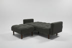 Olive Grey Couch with Sleepers Flip-out Back & Ottoman