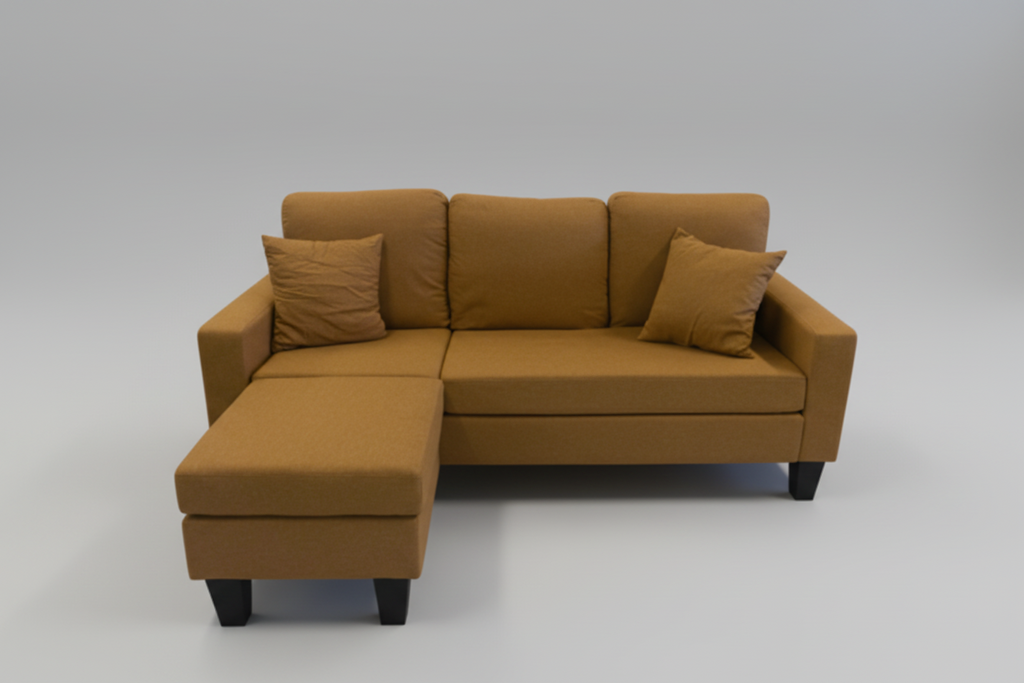 Mustard Yellow Couch with Detachable Ottoman