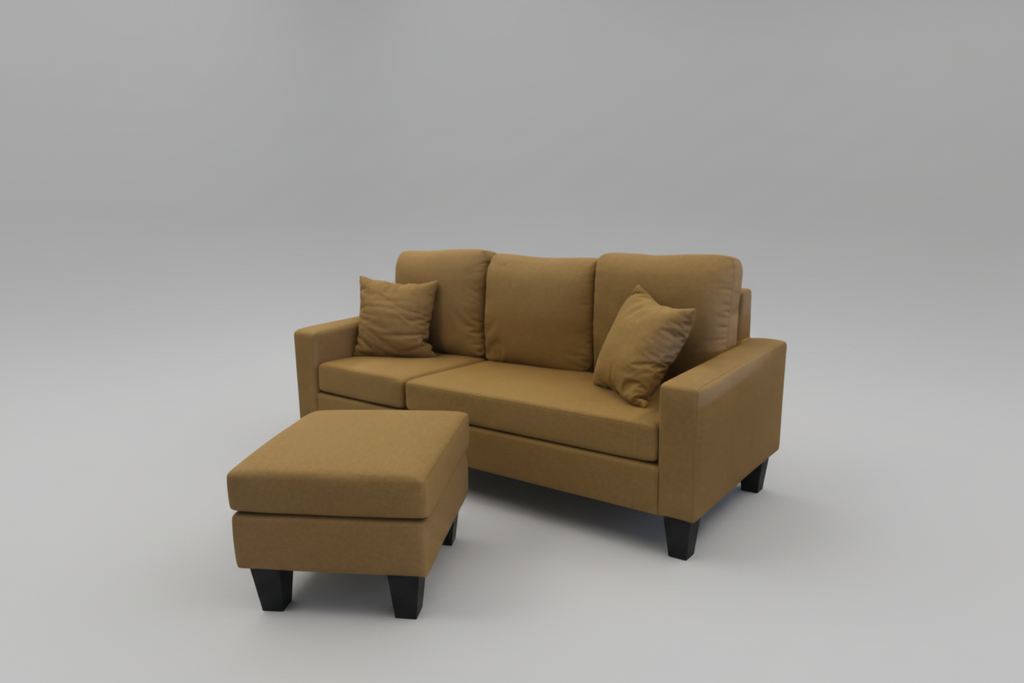 Mustard Yellow Couch with Detachable Ottoman