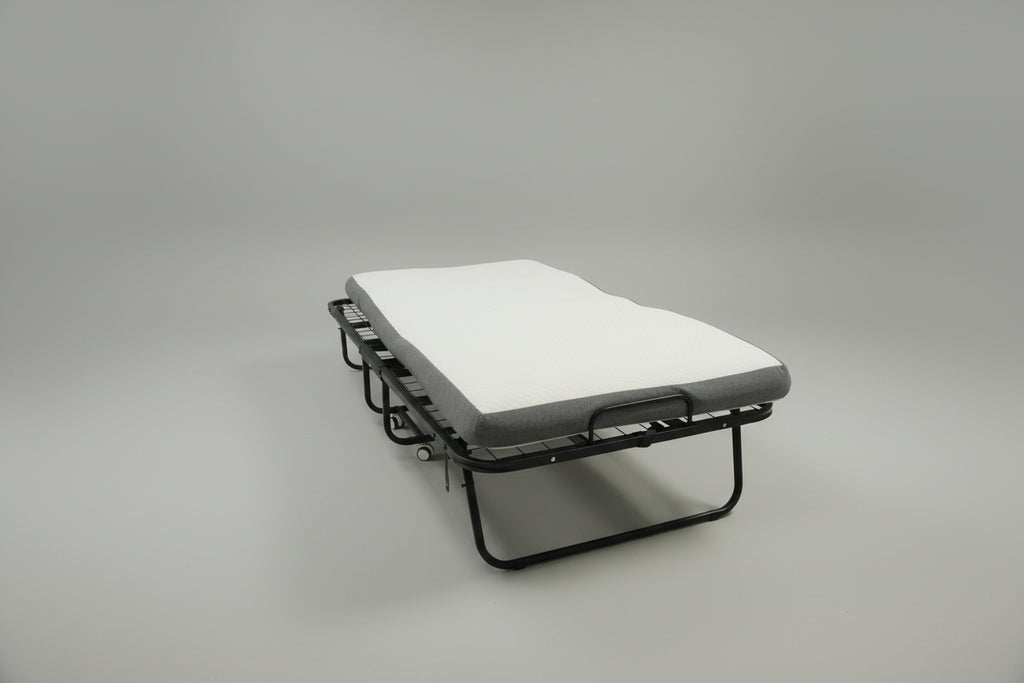 Black Single Folding Bed with Foldable Mattress Included