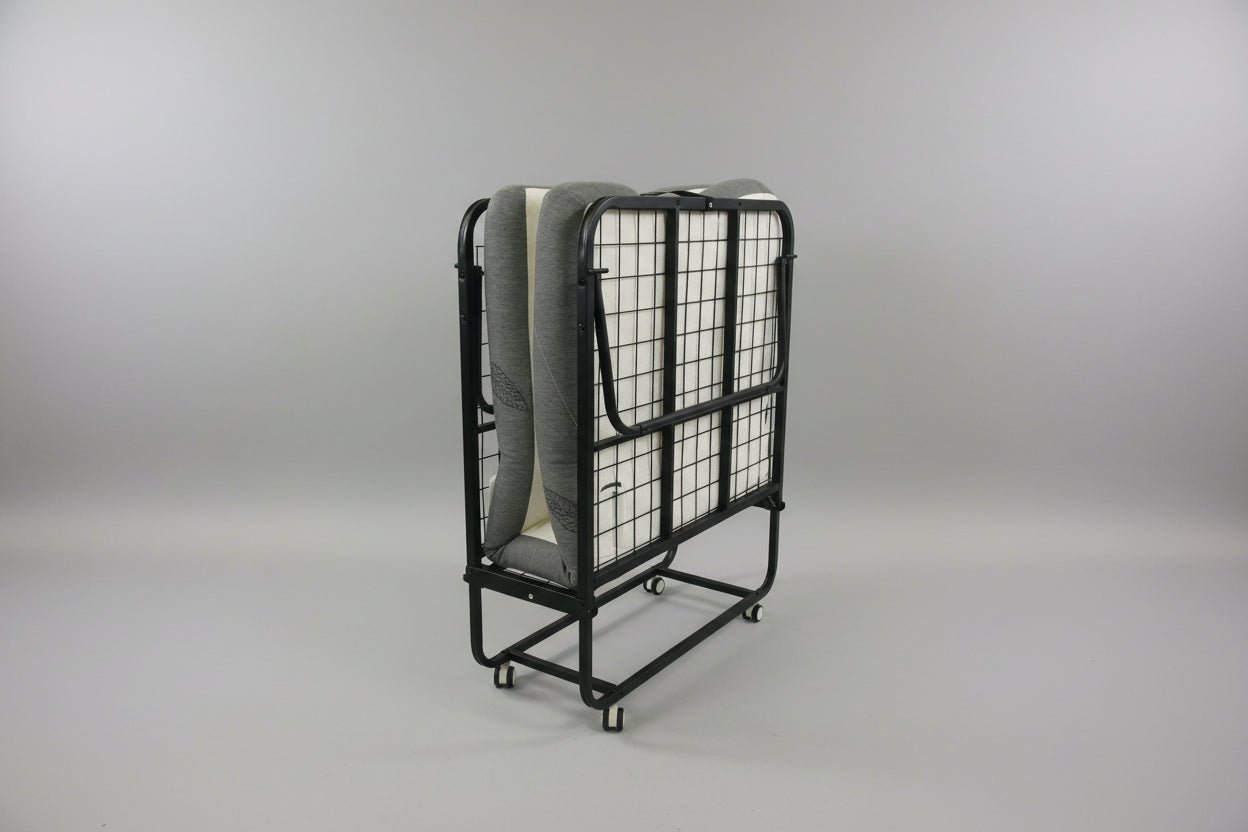 Black Single Folding Bed with Foldable Mattress Included