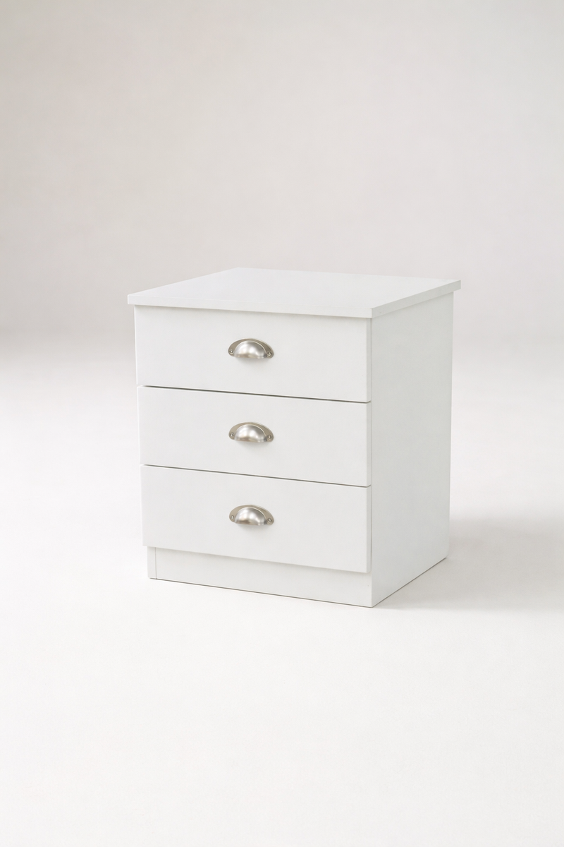 Pearly White Night Stand/ Bedside Table