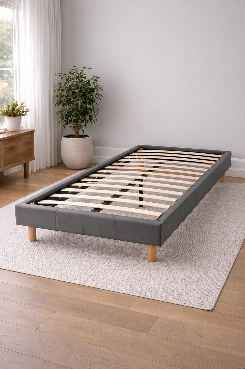 Grey King Single Bed Frame