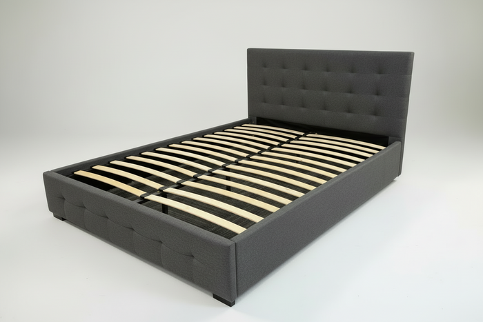 Grey Upholstered Bed Frame - King