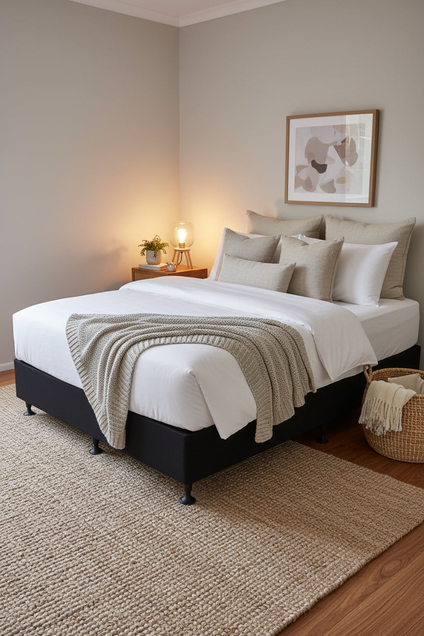 Standard Black Bed Base - Real Hardwood Construction