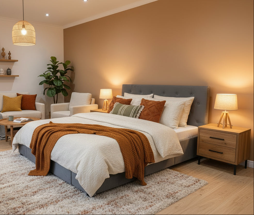 Grey Bed Frame with Inbuilt drawers
