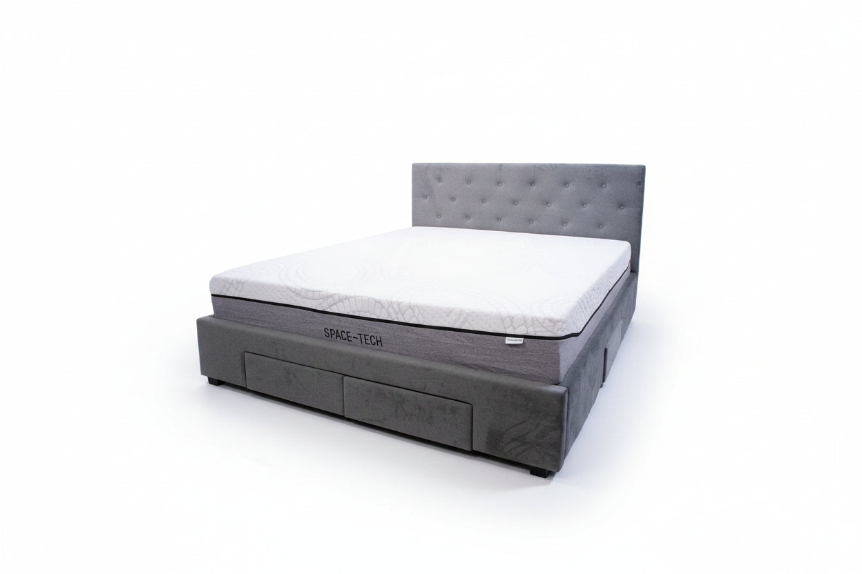 Grey Bed Frame with Inbuilt drawers