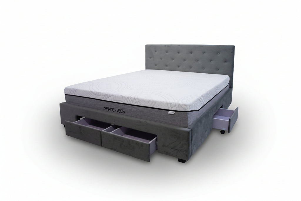 Grey Bed Frame with Inbuilt drawers