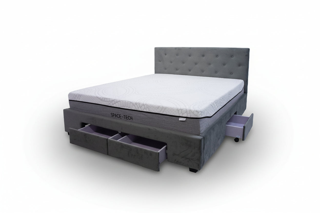 Grey Bed Frame with Inbuilt drawers