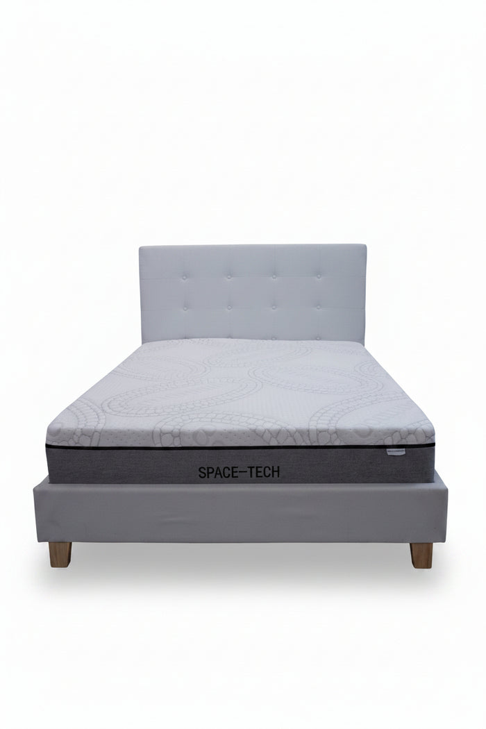 Queen White Bed Frame & Space-Tech Foam Mattress Bundle
