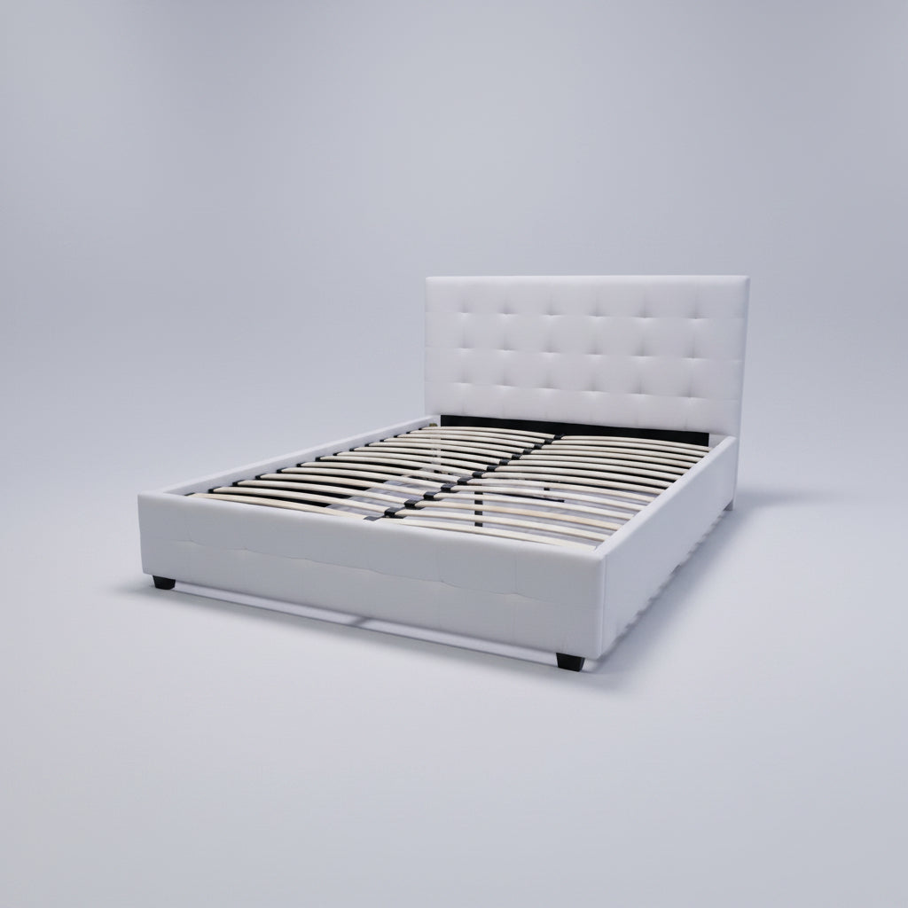 White Upholstered Bed Frame - Queen