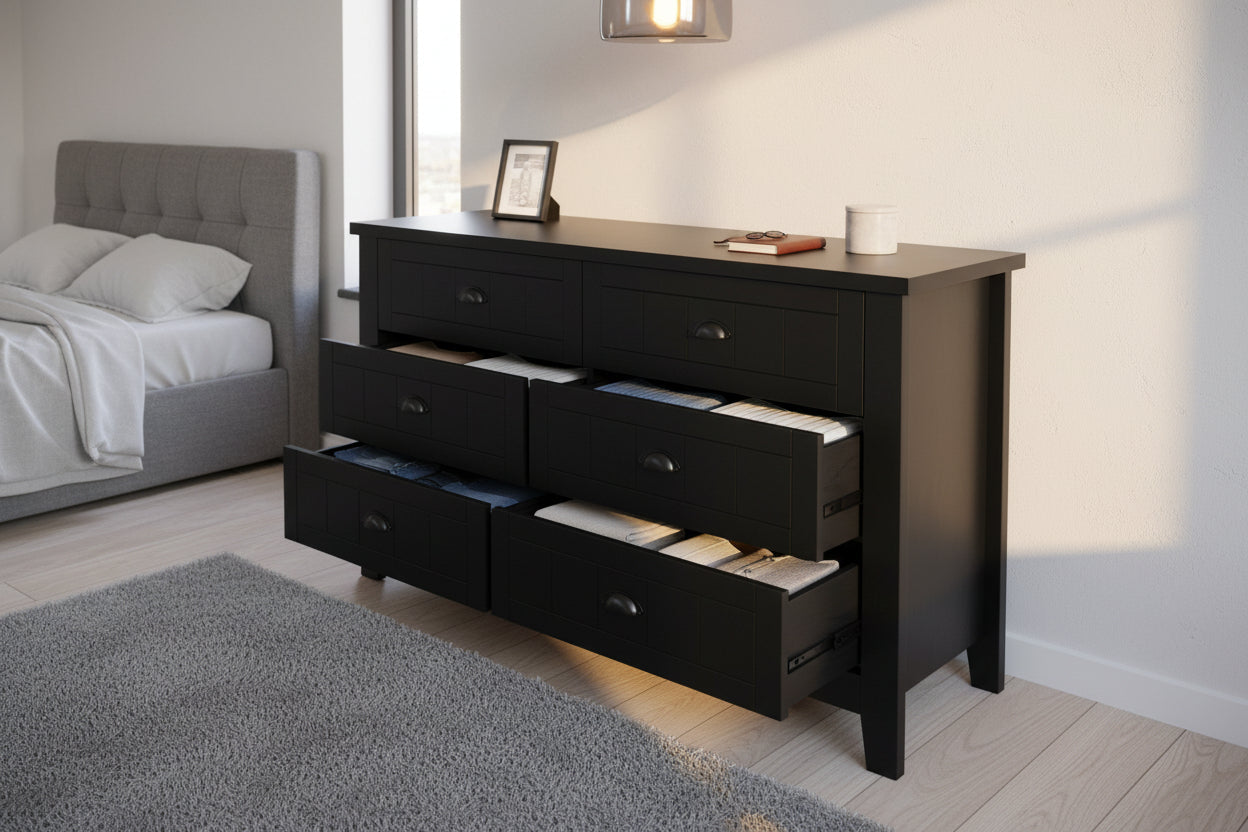 Black Lowboy Dresser - Compact Storage Solution