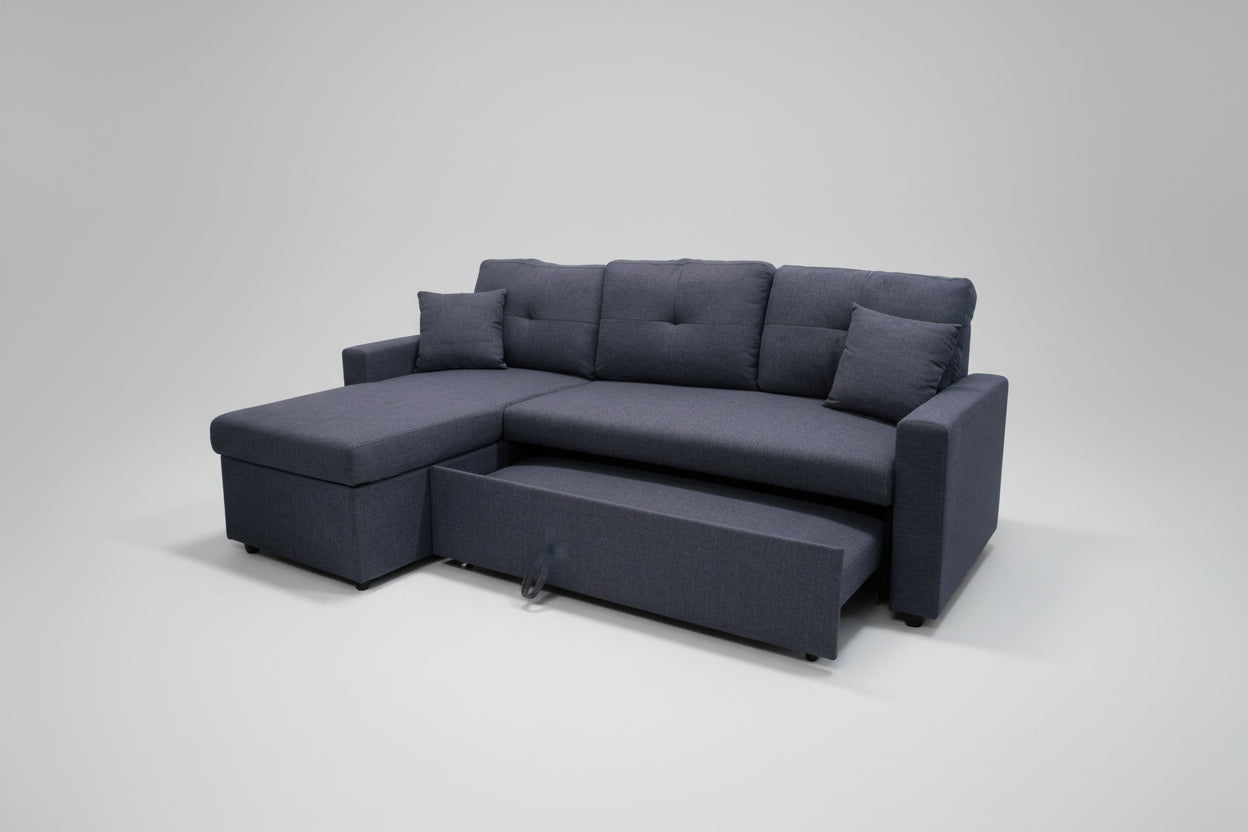 L-Shaped Sofa Bed with Storage Compartment