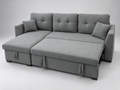 L-Shaped Grey Sofa Bed with Storage Compartment