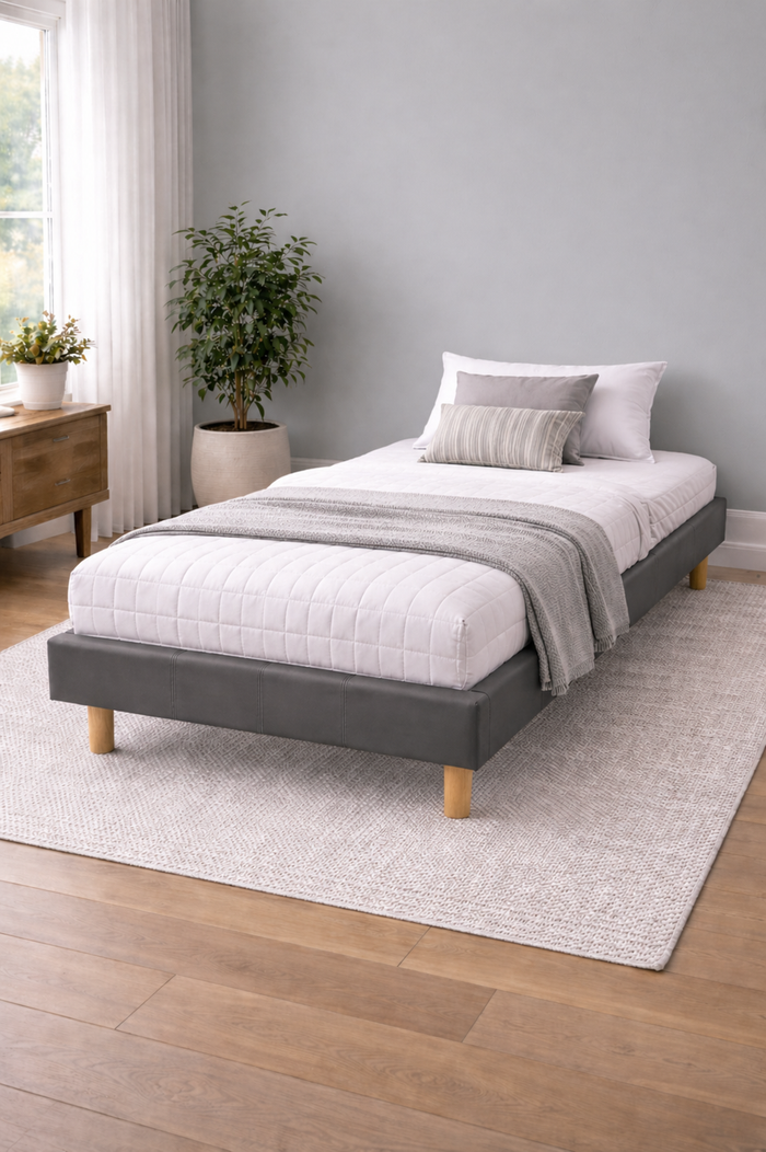 Grey King Single Bed Frame