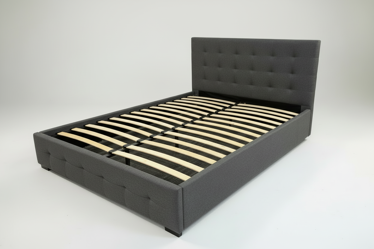 Grey, White and Black Upholstered Bed Frame - Double, Queen & King