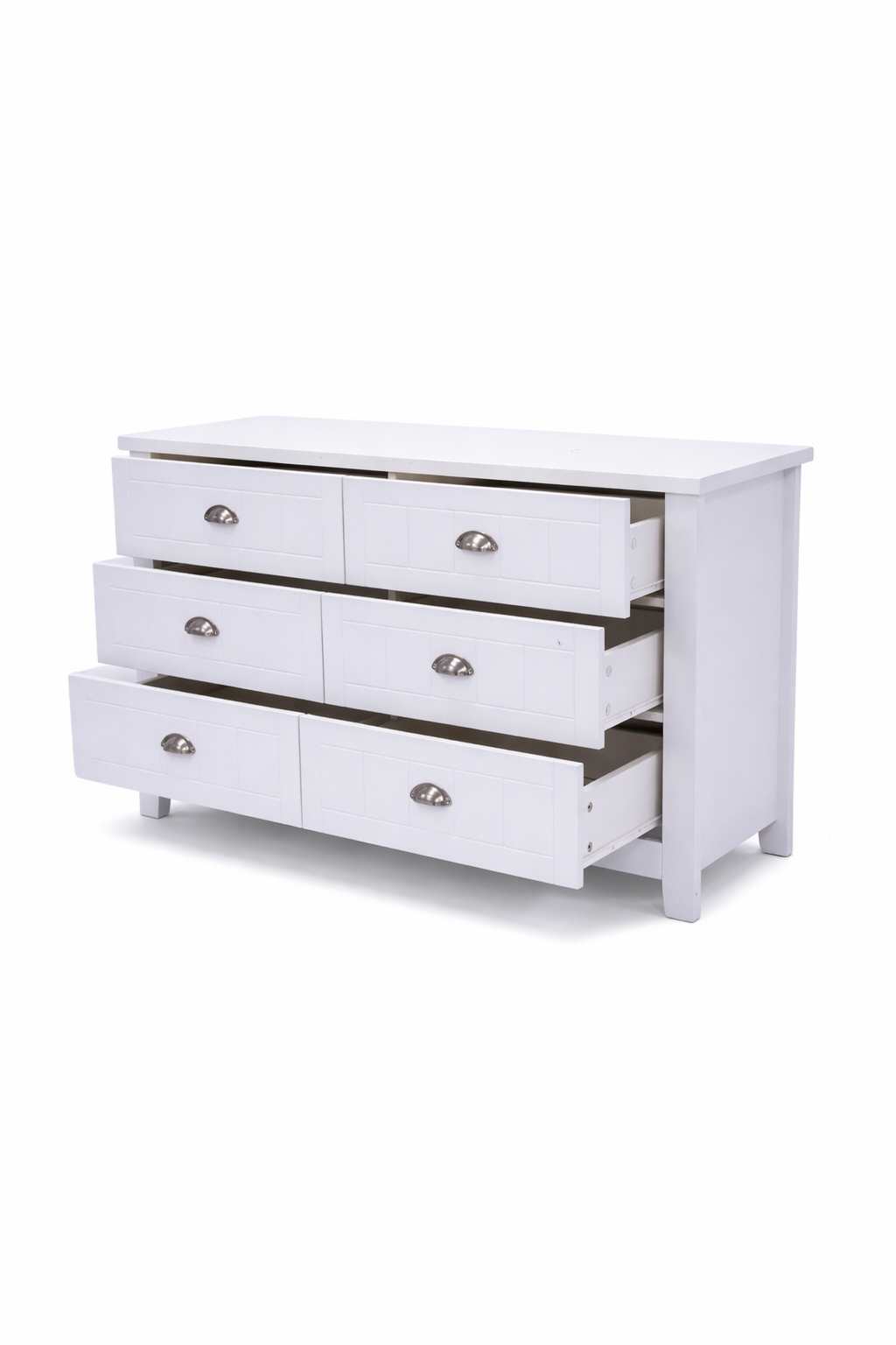 White Lowboy Dresser - Wide Storage Chest