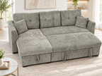 L-Shaped Mottled Sage Sofa Bed with Storage Compartment